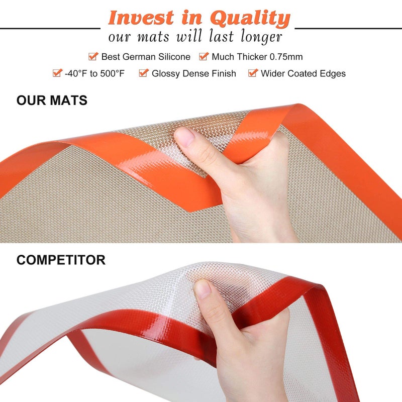 MMmat Silicone Baking Mat - Best German Silicone - Non Slip Silicone Baking Sheet, Non Stick Reusable Silicone Mats For Baking, Oven Liner, Counter Mat, Half Sheet Baking Mat for Oven - Image 3